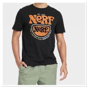 Nerf Men's Graphic Black and Orange Logo T-Shirt